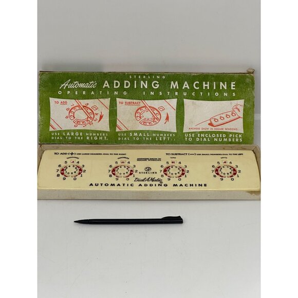 VTG Sterling Dial-A-Matic Automatic Adding Machine 8" No Pick w/ Box Collectible - Picture 7 of 9